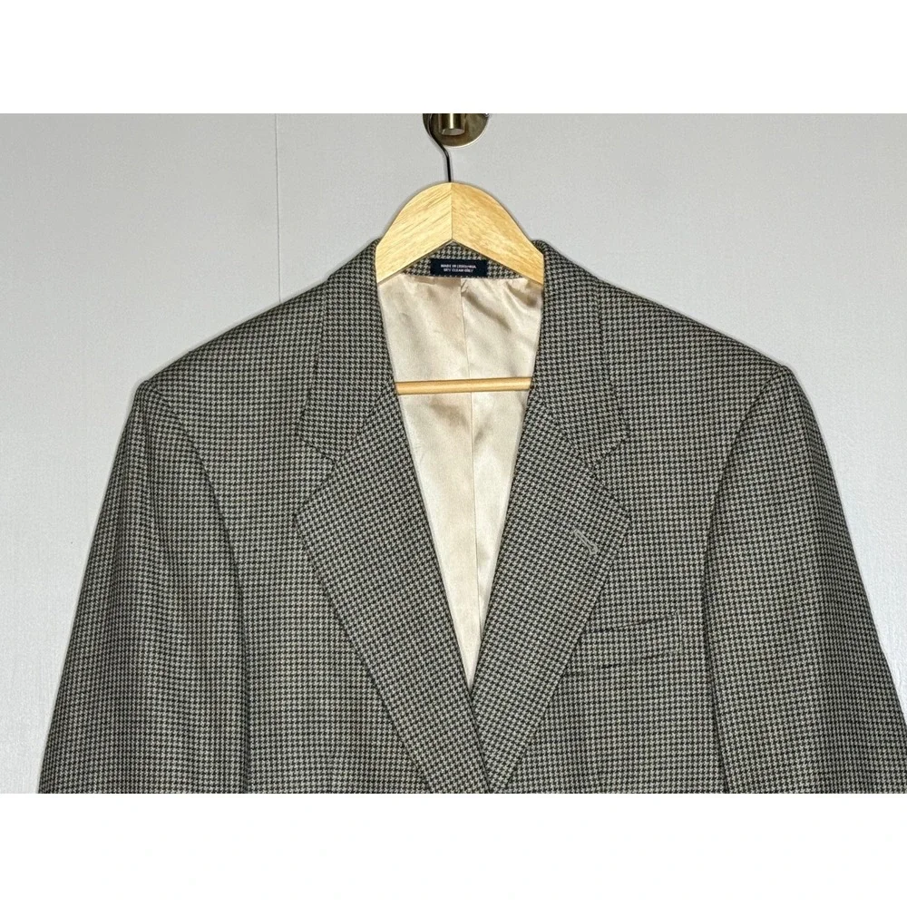 Silk Wool Houndstooth Blazer Mens 38S Robert Stock Sport Coat